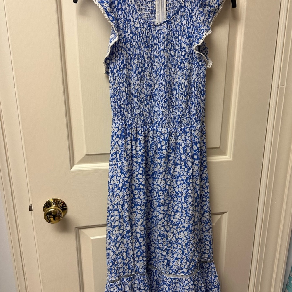 Floral Blue Sleeveless Dress